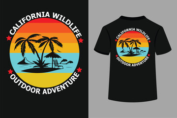 California Wildlife Outdoor Adventure Typography T-Shirt Design.