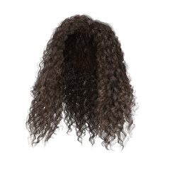 3d rendering curly brown hair isolated