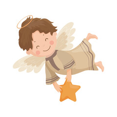 Children angels. Cute cartoon Christmas character.