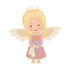 Children angels. Cute cartoon Christmas character.