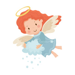 Children angels. Cute cartoon Christmas character.