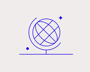 Concept of globe in a flat style. School education thin line icon. Children education editable stroke icon.  Vector illustration
