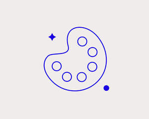 Concept of color palette in a flat style. School education thin line icon. Children education editable stroke icon.  Vector illustration
