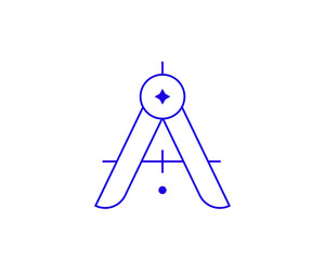Isolated Concept of compass in a flat style. School education thin line icon. Children education editable stroke icon.  Vector illustration
