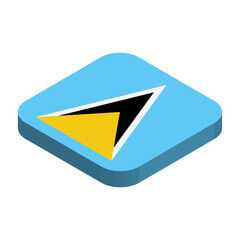 Saint Lucia flag - 3D isometric square flag with rounded corners.