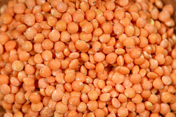 masoor dal closeup picture with white background, red dal