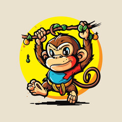 ‏MONKEY Illustration Art Vector Logo Design