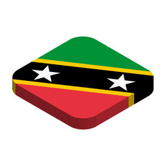 Saint Kitts and Nevis flag - 3D isometric square flag with rounded corners.