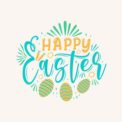 Fototapeta na wymiar Happy Easter Beautiful Hand drawn calligraphy and brush pen lettering. Design for holiday greeting card and invitation of the Happy Easter day.