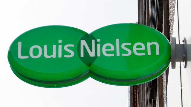 The logo of the Louis Nielsen building in Aarhus, Denmark - 08 feb 2020