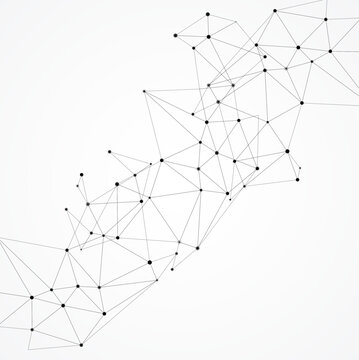 Abstract plexus big data background with dots connecting network of nodes.