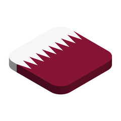 Qatar flag - 3D isometric square flag with rounded corners.