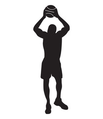 Silhouette of basketball player.