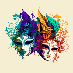 ornate colorful venetian mask created with Generative AI technology