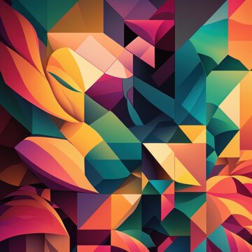 Colorful cubism illustration background. Made with Generative AI.