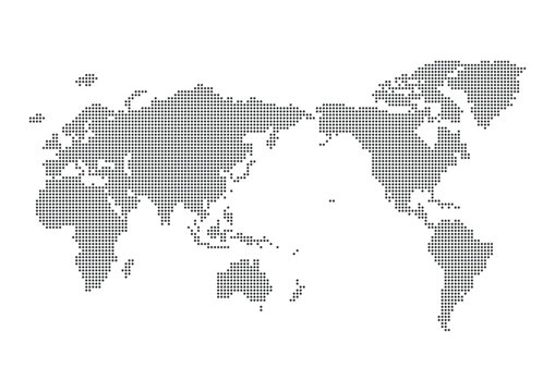 黒い世界地図 -丸で作ったドットのワールドマップ - グローバルのイメージ素材
