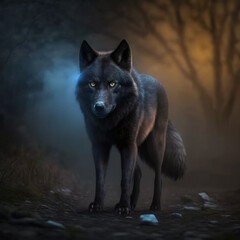 wolf in the night generated ai