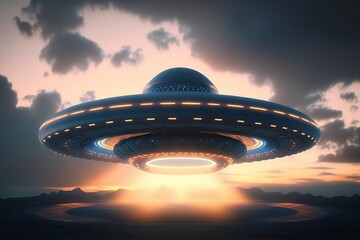 UFO In The Sky, Sci Fi, Technology, Alien. generative Ai