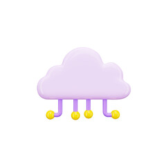 Cloud Data 3d icon and symbol in white background. Modern and minimalistic design. Colorful 3D Rendered Illustration.