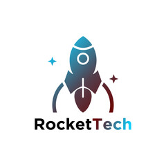 modern rocket logo vector. logo template vector with simple and colorful concept, rocket technology illustration, symbol icon of software technology digital template