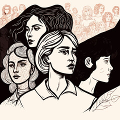 group of adult women illustrating international women's day with created with Generative AI technology