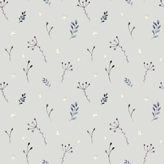 Cute seamless pattern with Watercolor floral seamless pattern. Constellation bears. Cute children pattern. Perfect for background paper or textiles.