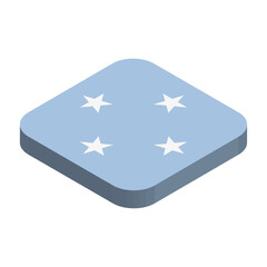 Federated States of Micronesia flag - 3D isometric square flag with rounded corners.