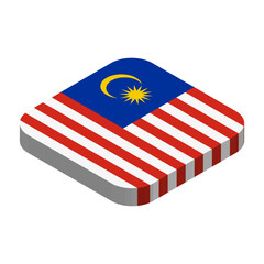 Malaysia flag - 3D isometric square flag with rounded corners.