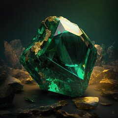 Green gem closeup on a dark background