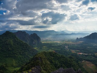 Mountain at Vang Vieng Laos. Amazing tourist top spot, Hike through forest and mountain. High quality photo