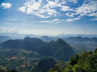 Naklejka premium Mountain at Vang Vieng Laos. Amazing tourist top spot, Hike through forest and mountain. High quality photo
