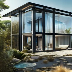 6 A house made entirely of glass, with a modern and sleek design 3_SwinIRGenerative AI