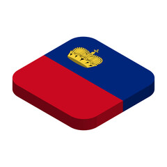 Liechtenstein flag - 3D isometric square flag with rounded corners.