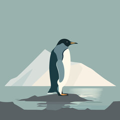 penguin animal isolated on ice in the sea created with Generative AI technology