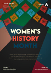 Womens History Month. Womens day celebration poster design on march 8th. Vector
