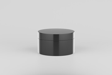 Black Plastic Cosmetic Multiple Jars Mockup. 3D Illustration