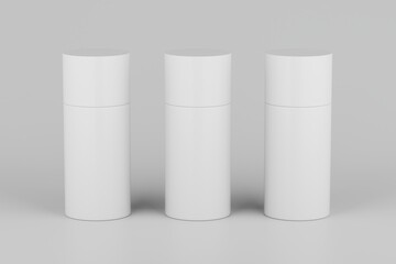 White Plastic Spray Deodorant Multiple Floating Bottle Mockup. 3D Rendering