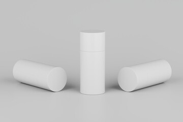 White Plastic Spray Deodorant Multiple Floating Bottle Mockup. 3D Rendering