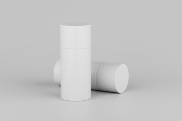 White Plastic Spray Deodorant Multiple Floating Bottle Mockup. 3D Rendering