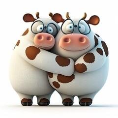 Naklejka premium a couple of two little cows with glasses