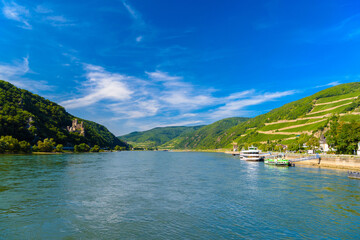 Rheinstein Castle in Ruedesheim Assmannshausen, Rudesheim am Rhein Rhine, Rheingau-Taunus-Kreis, Darmstadt, Hessen, Germany