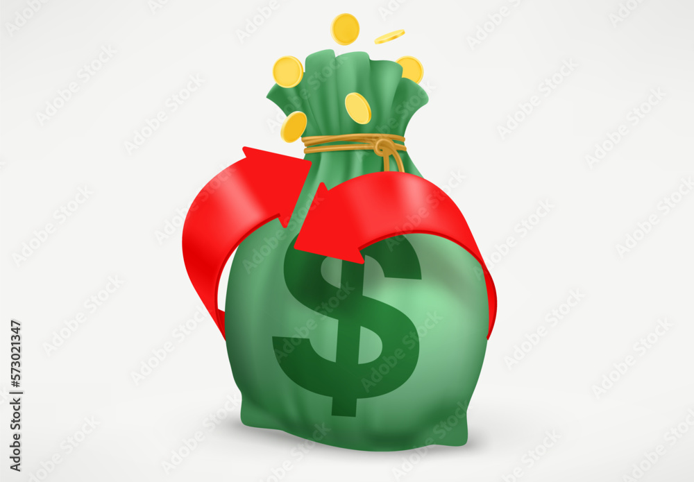 Poster cashback concept with arrows and alarm clock. 3d vector illustration