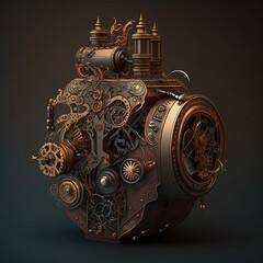 Fototapeta na wymiar A steampunk inspired mechanical machine with intricate gears and cogs. Created using ai generative. 