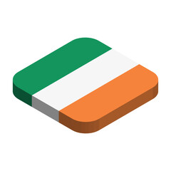 Ireland flag - 3D isometric square flag with rounded corners.