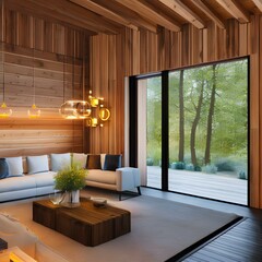 a house with a wood exterior and a warm and inviting interior 1_SwinIRGenerative AI