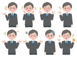 男性ポーズセット　スーツ＋眼鏡