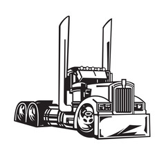 18- Wheeler Freightliner Semi Truck out line  Vector Isolated