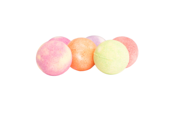 Scented bath balls isolated on white background