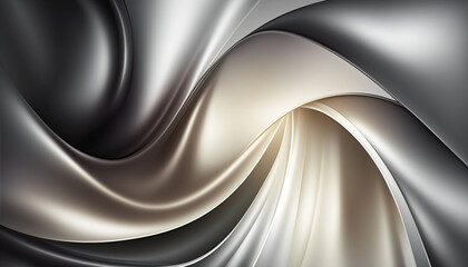 Abstract Silver and Cream Background with Spiral Curves and Flowing Lines - Generative AI