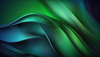 Obraz premium Abstract Deep Green and Indigo Gradient Waves Background with Smooth Textures - Generative AI